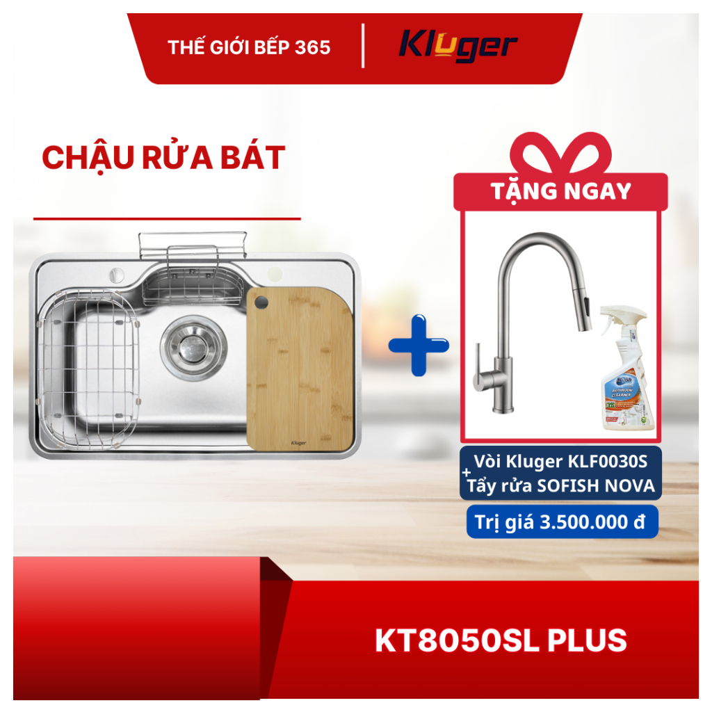 [TẶNG VÒI] Chậu rửa chén Kluger KT8050SL Plus - Chống Trầy Xước, Dễ Vệ Sinh