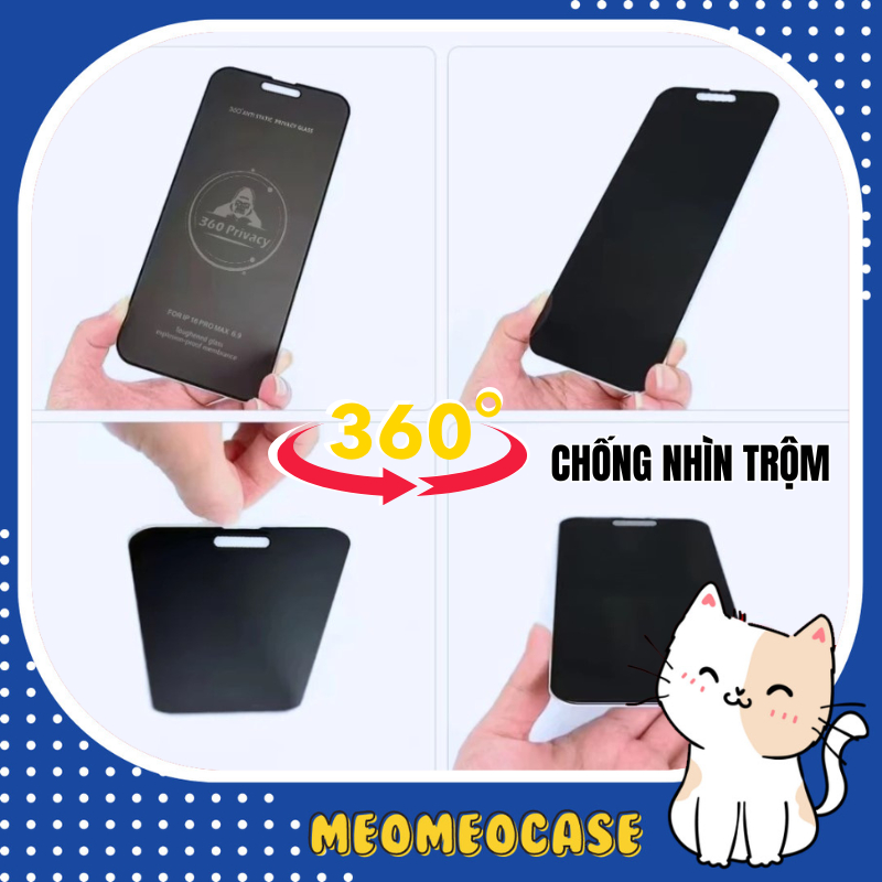 Kính cường lực chống nhìn trộm 360 độ cho iphone X/Xs/11/12/123/14/15/16/17 - chống nhìn trộm 4 chiề