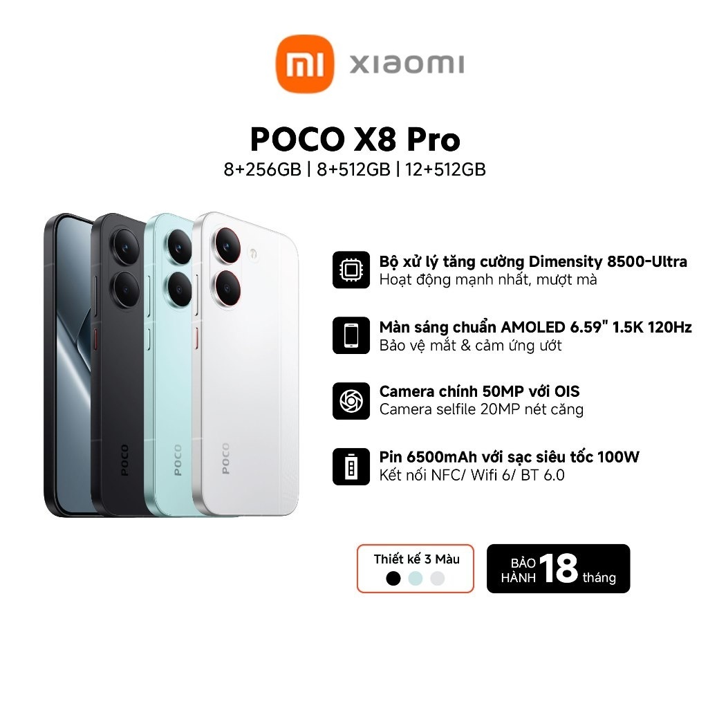 [KOL] Điện thoại XIAOMI POCO X8 Pro 5G (8+256GB | 8+512GB | 12+512GB) | Màn 6.59" 1,5K 120Hz - Bảo Hành 18 Tháng | BigBuy360 - bigbuy360.vn