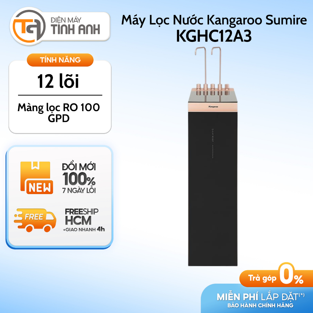 Máy Lọc Nước Ro Hydrogen Ion Kiềm Kangaroo Sumire 12 Lõi KGHC12A3