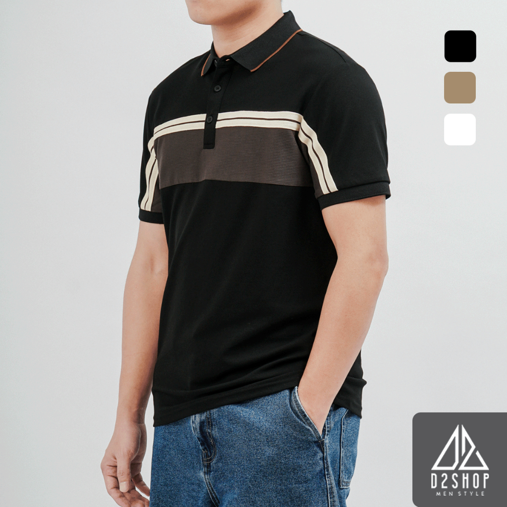 Áo Polo Nam D2SHOP phối sọc ngang ngực B-A3108