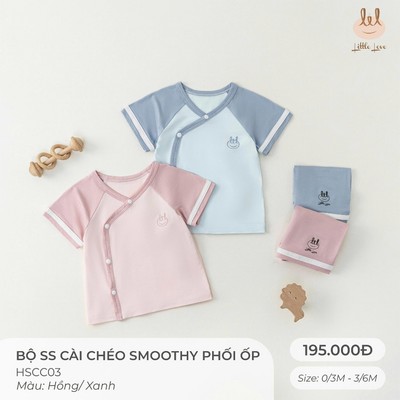 BỘ CỘC TAY VẢI SỢI TRE CÀI CHÉO PHỐI ỐP[ SIÊU MỀM, MÁT, MỊN CO DÃN VÀ THẤM HÚT TỐT] SZ 0/3M - 3/6M (HSCC03)