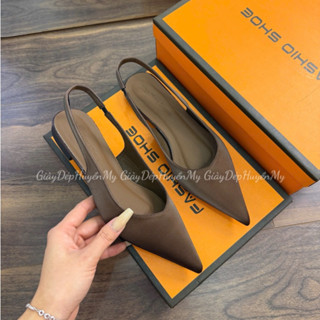 [ Giày Dép Huyền My ] Sục nữ mũi nhọn basic chất nhung mịn hàng cao cấp full hộp - TT004