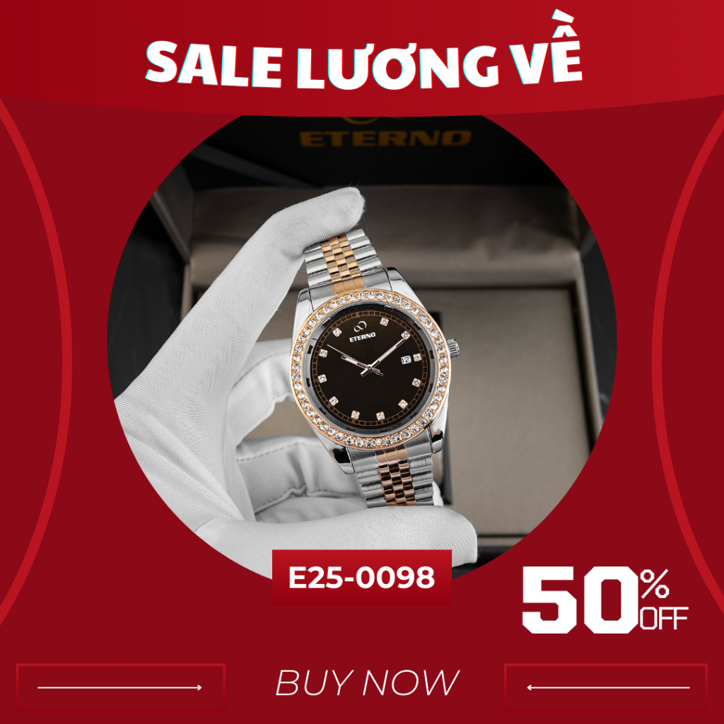 Đồng Hồ Nam - Thương Hiệu ETERNO E25-0098 Dây thép không gỉ cao cấp, sang trọng