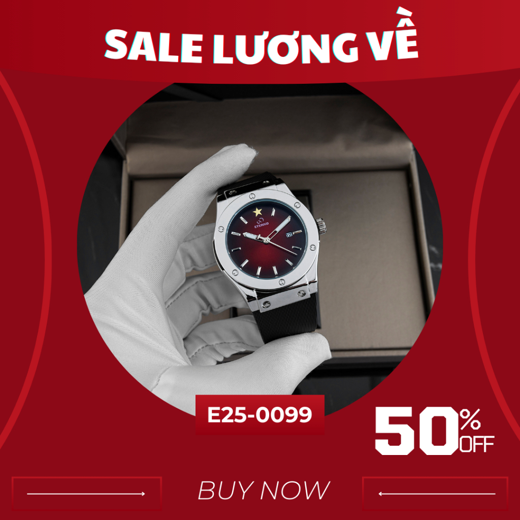 Đồng Hồ Nam - Thương Hiệu ETERNO E25-0099 Phiên Bản Đỏ Sao Vàng Đặc Biệt