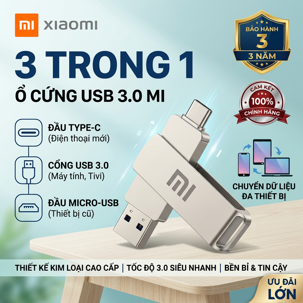 Usb 3.0 2TB/1TB vỏ kim loại, chống nước Cho máy tính Ổ Đĩa flash usb Tốc độ cao