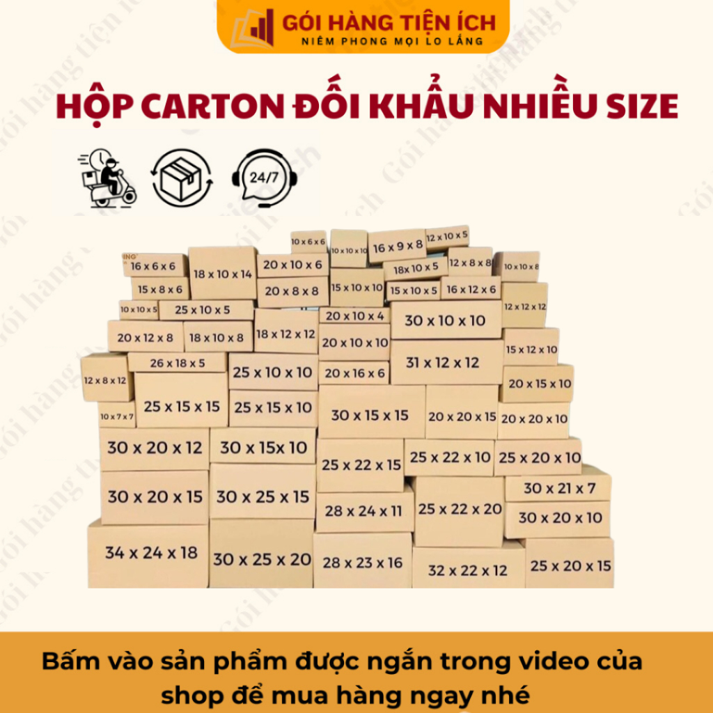 [HOẢ TỐC]  10 Hộp carton đối khẩu đóng hàng full size, hộp giấy carton nhiều kích thước giá rẻ