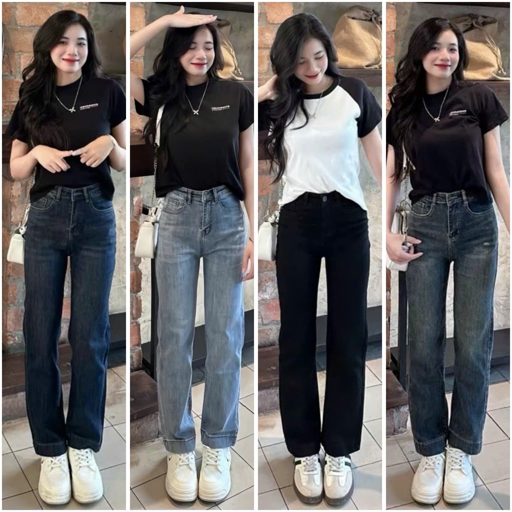 Quần Ống Đứng Cho Nấm 1m48-1m65 Chiều Dài 92Cm và 98cm Chất Jean Co Dãn Thoải Mái Size S M L XL XXL 