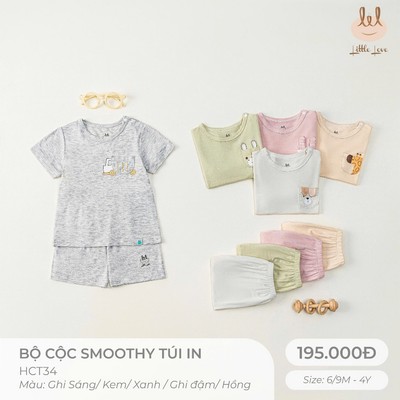 BỘ CỘC TAY VẢI SỢI TRE IN TÚI LIL LITTLE LOVE [ SIÊU MỀM, MÁT, MỊN CO DÃN VÀ THẤM HÚT TỐT] SZ 6/9M - 4Y (HCT34)