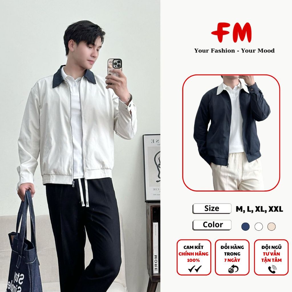 Áo Khoác Kaki Nam FMSTYLE Cổ Bẻ Khóa Kéo Form Gọn Trẻ Trung Năng Động 26020143