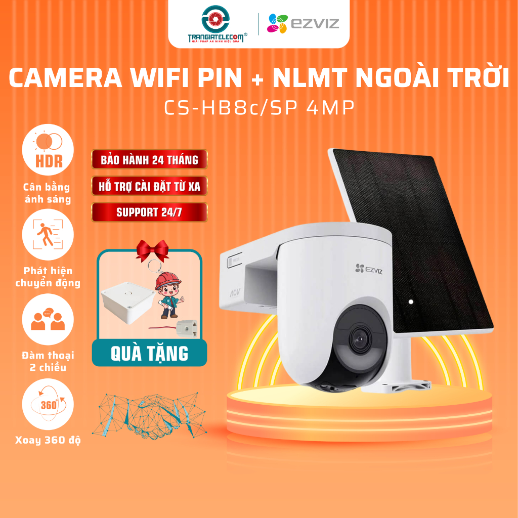 Camera wifi Ezviz Dùng Pin Sạc BC1C kèm tấm pin mặt trời - TRANGIATELECOM