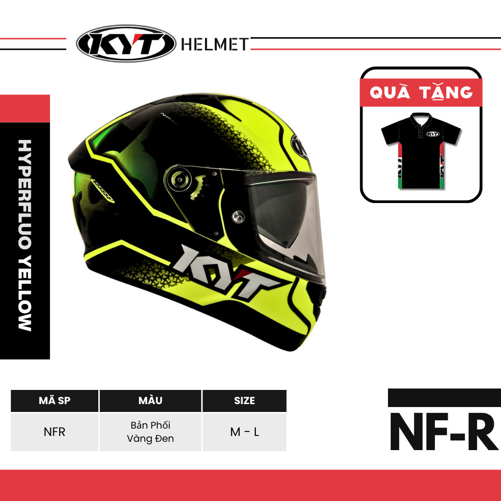 KYT - Mũ Bảo Hiểm Fullface - NFR HYPERFLUO YELLOW