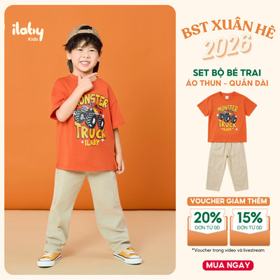 [ILABY 10-40kg] Mix set quần áo bé trai áo thun co giãn 4 chiều và quần kaki túi kiểu [3822+3457]