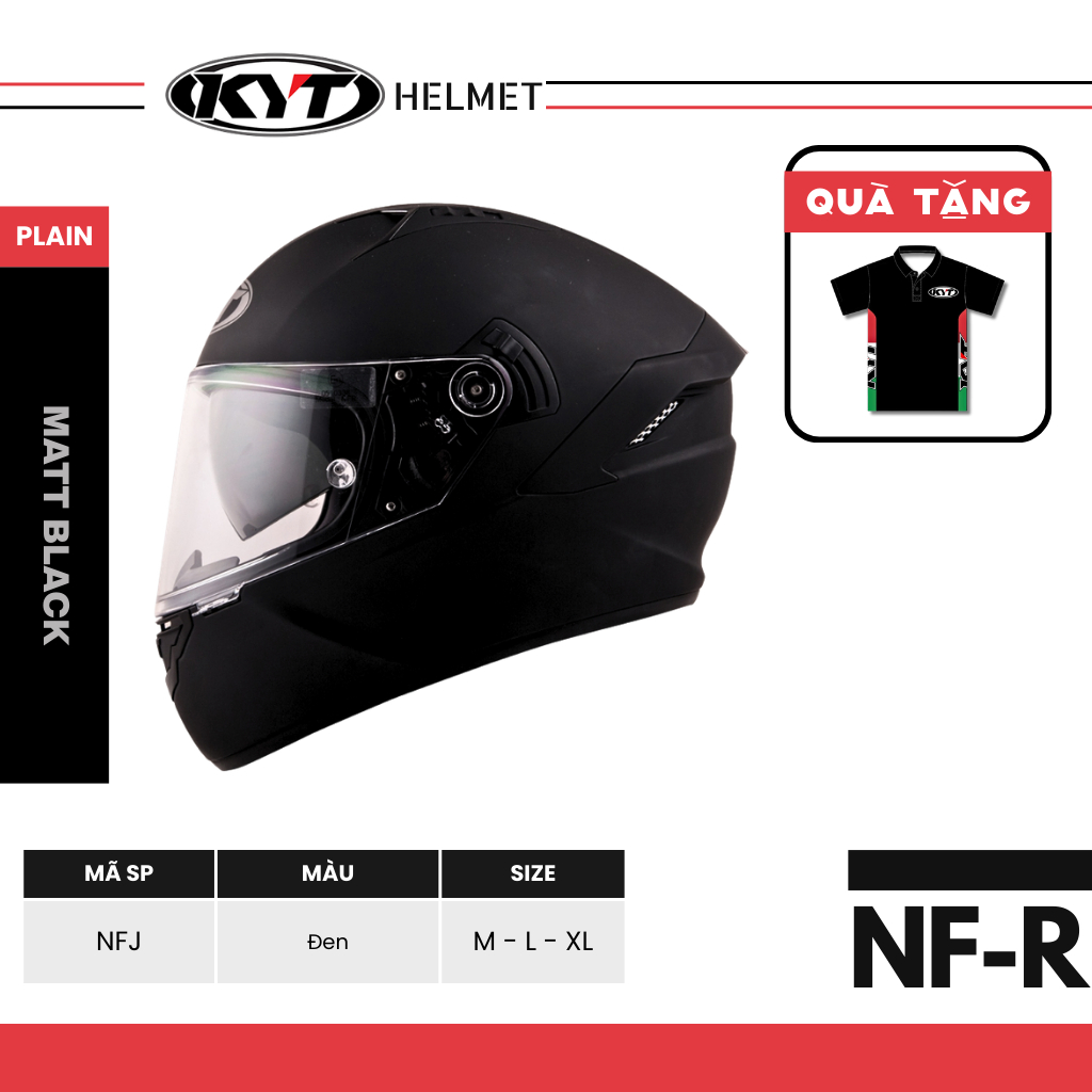 KYT - Mũ Bảo Hiểm Fullface - NFR PLAIN MATT BLACK