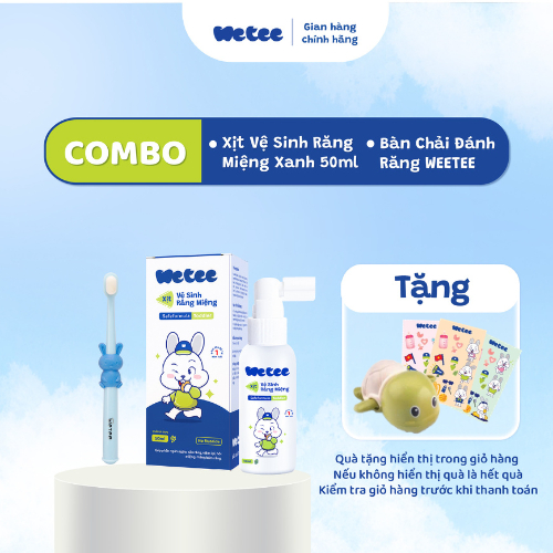 [Combo Xịt và Bàn Chải] Xịt Vệ Sinh Răng Miệng Wetee Toddler Cho Bé Từ 1 Tuổi 30ml/50ml Và Bàn Chải