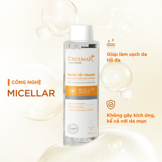Nước tẩy trang Decumar cho da dầu mụn, dịu nhẹ, làm sạch sâu, không cồn, pH 5.5, 250ml - DTT10