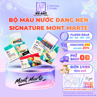 Màu Nước Dạng Nén Cao Cấp Mont Marte Signature - Bộ 12/18/36 Màu - Màu Chuẩn, Trong Trẻo, Siêu Mịn