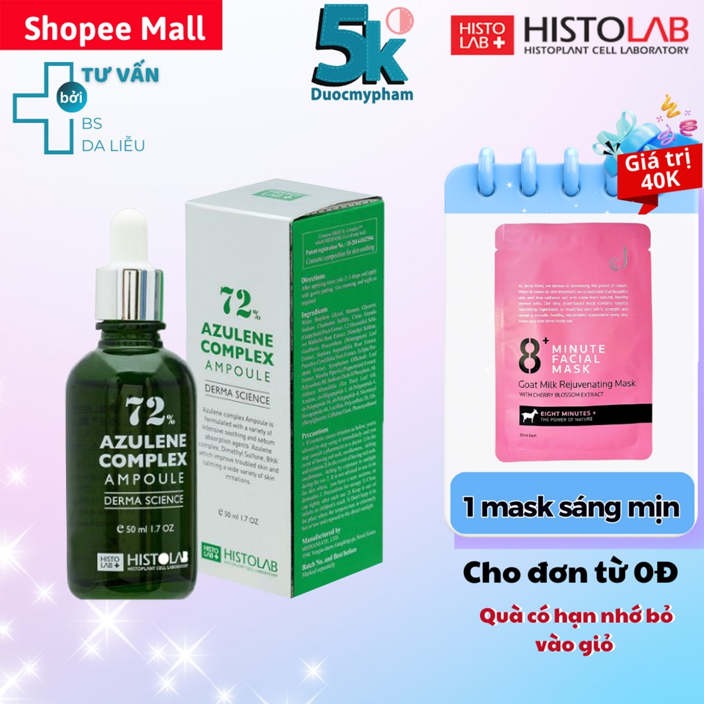 Tinh Chất Serum Histolab Azulene Complex Ampoule 72% - Giảm ngừa mun và Kiểm soát dầu nhờn 50ml