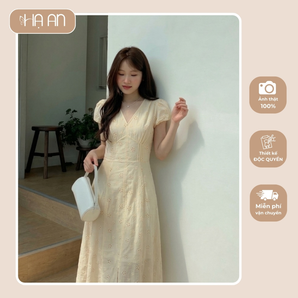 HẠ AN - Váy "Mộc Nhiên" (CÓ BIGSIZE) dáng dài, đầm nữ thiết kế tiểu thư thanh lịch