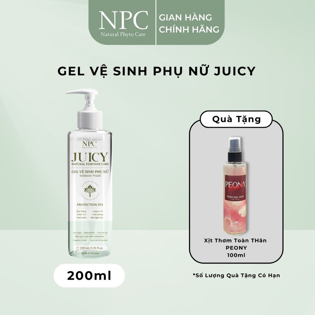 [MUA 1 TẶNG 1] Dung dịch vệ sinh phụ nữ NPC Juicy tinh chất trầu không 200ml - NPC PHAR