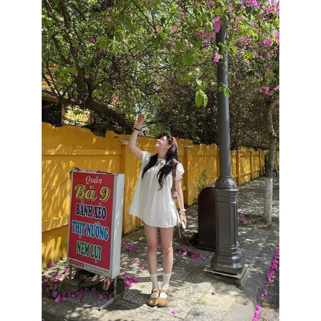 (KÈM QUẦN BẢO HỘ) Váy babydoll tay chuông dáng xoè bèo cổ Hoian Dress | BigBuy360 - bigbuy360.vn