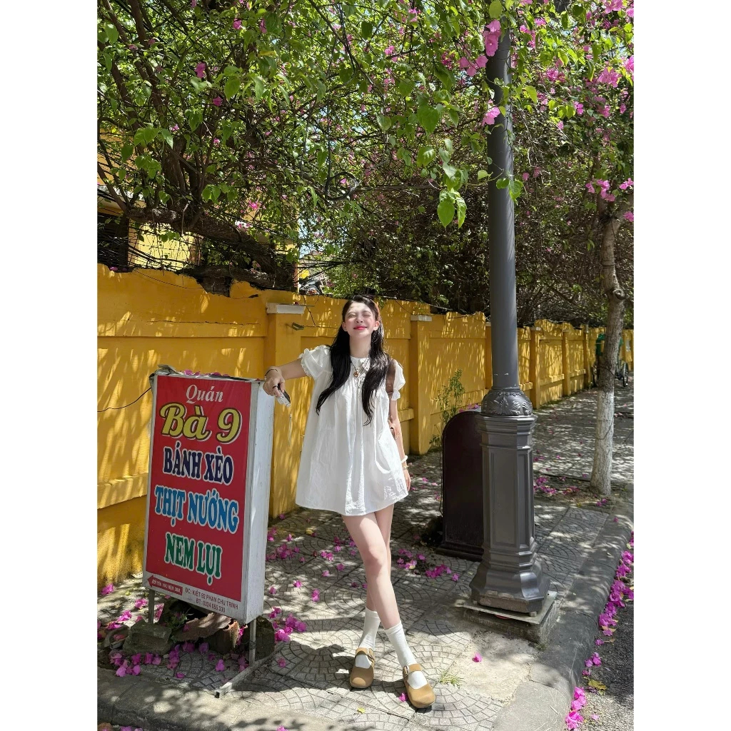 (KÈM QUẦN BẢO HỘ) Váy babydoll tay chuông dáng xoè bèo cổ Hoian Dress | BigBuy360 - bigbuy360.vn