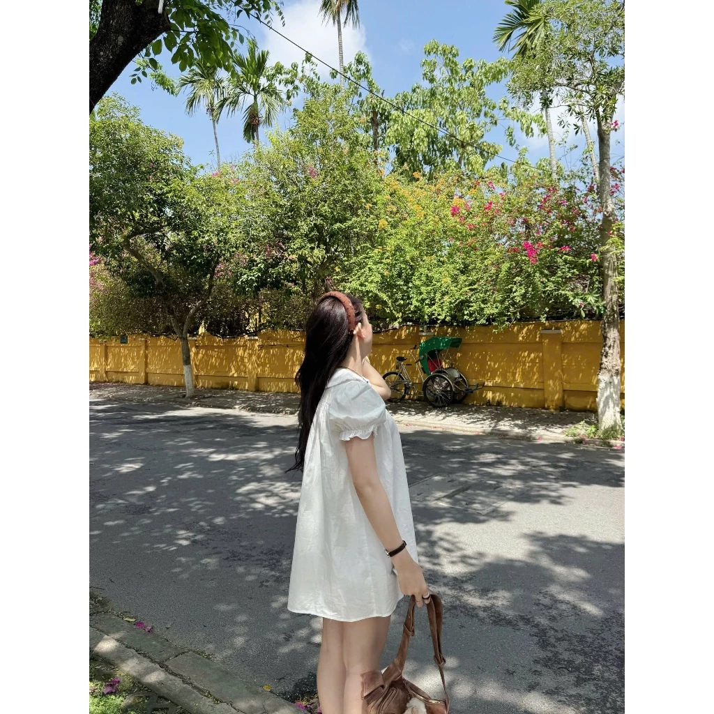 (KÈM QUẦN BẢO HỘ) Váy babydoll tay chuông dáng xoè bèo cổ Hoian Dress | BigBuy360 - bigbuy360.vn