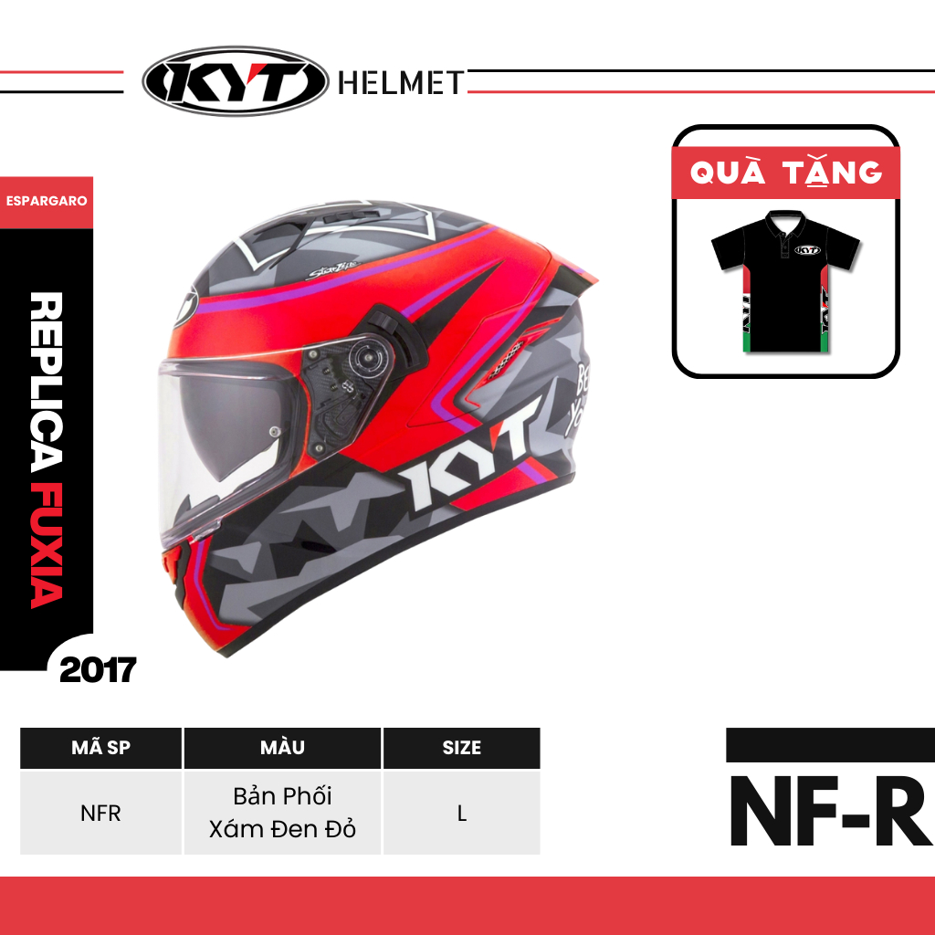 KYT - Mũ Bảo Hiểm Fullface - NFR ESPARGARO REPLICA 2017 FUXIA - An Toàn Cao Cấp, Bảo Vệ Khuôn Mặt