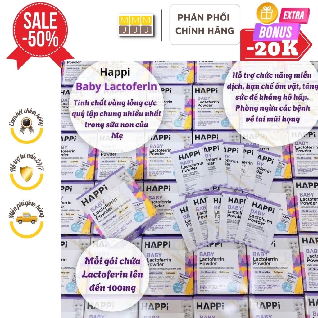 Bột tăng đề kháng HAPPi Lactoferrin Baby & Kids Úc cho bé từ 1 tháng tuổi - minjeebaby
