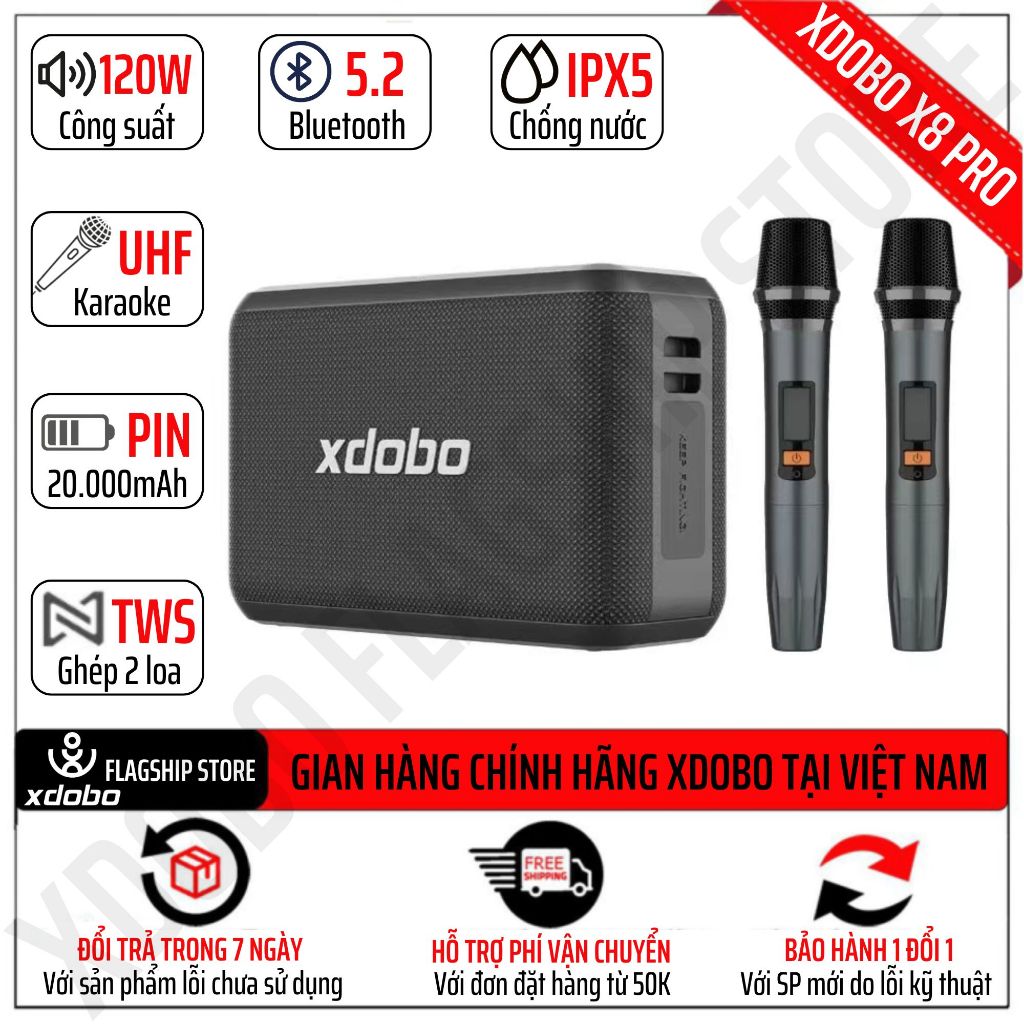 Loa Bluetooth Xdobo X8 Pro công suất 120W Siêu Trầm Karaoke Trợ giàng Chống nước IPX5 Bản nâng cấp c