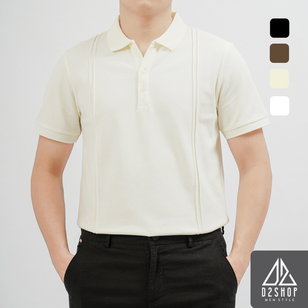 Áo Polo Nam D2SHOP rã cúp dọc, vải Premium Pique B-B99005