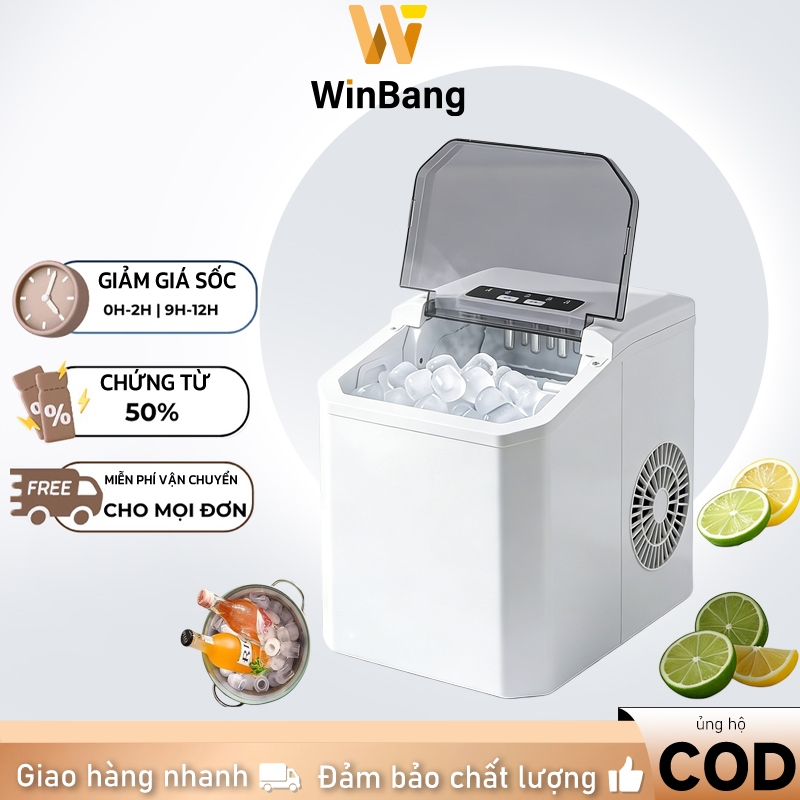 [COD] Máy làm đá mini công suất lớn hoàntoàn tự động 15kg đá Tạo Đá Siêu Tốc Trong 6 - 8 Phút