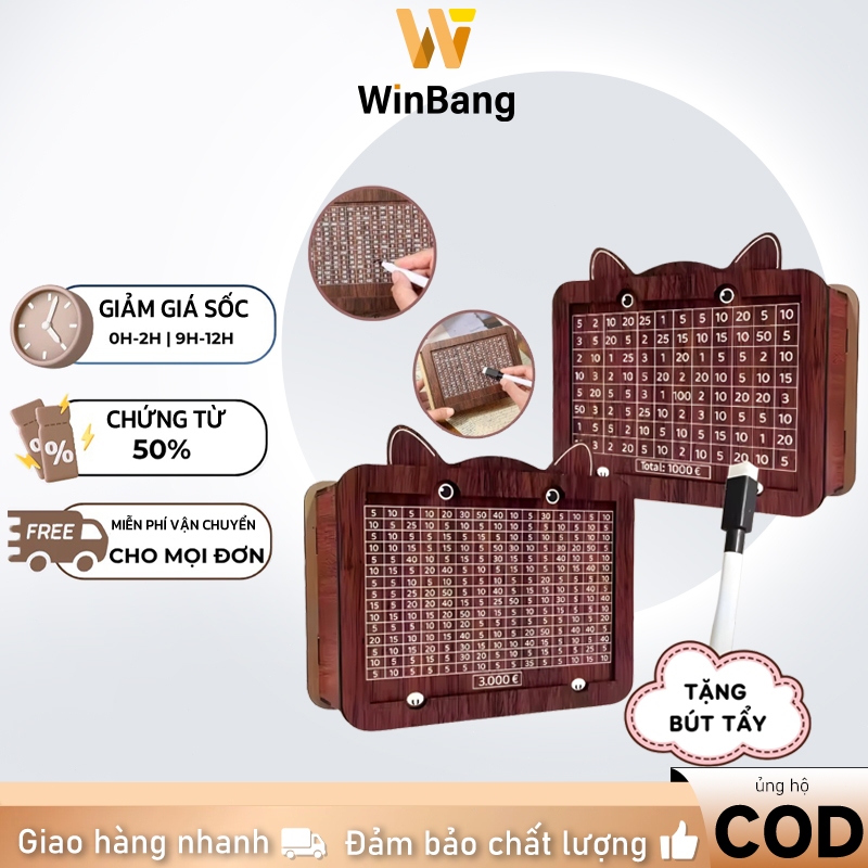 Hộp gỗ đựng tiền tiết kiệm tự lắp hình mèo kiểu mới kèm bút tẩy tạo lập dụng tiện lợi cho mọi lứa tuổi Gọn Gàng