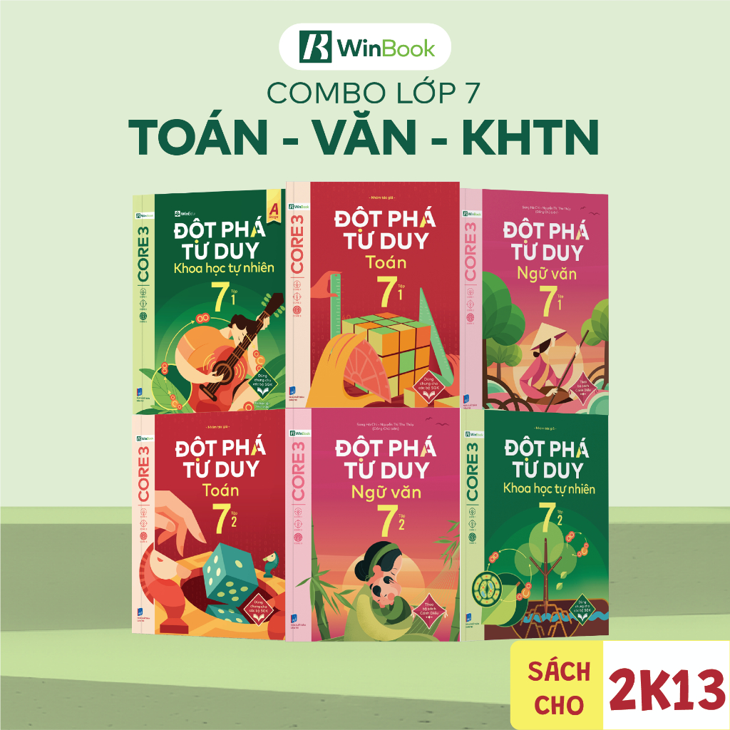 [COMBO TOÁN-VĂN-KHTN] Bộ 6 cuốn Đột phá tư duy lớp 7 môn Toán Văn và KHTN - Giúp con tự học