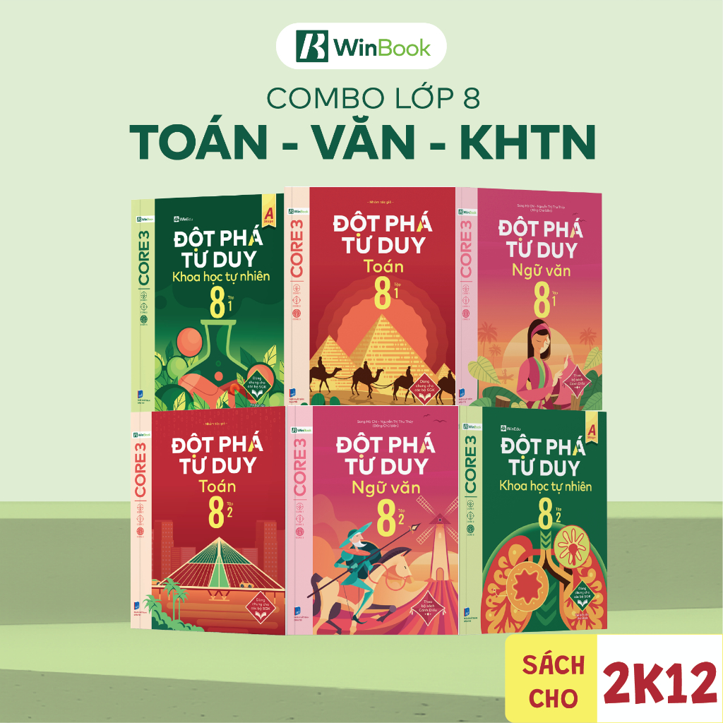 [COMBO TOÁN-VĂN-KHTN] Bộ 6 cuốn sách Đột phá tư duy lớp 8 môn Toán Văn và KHTN - Giúp con tự học