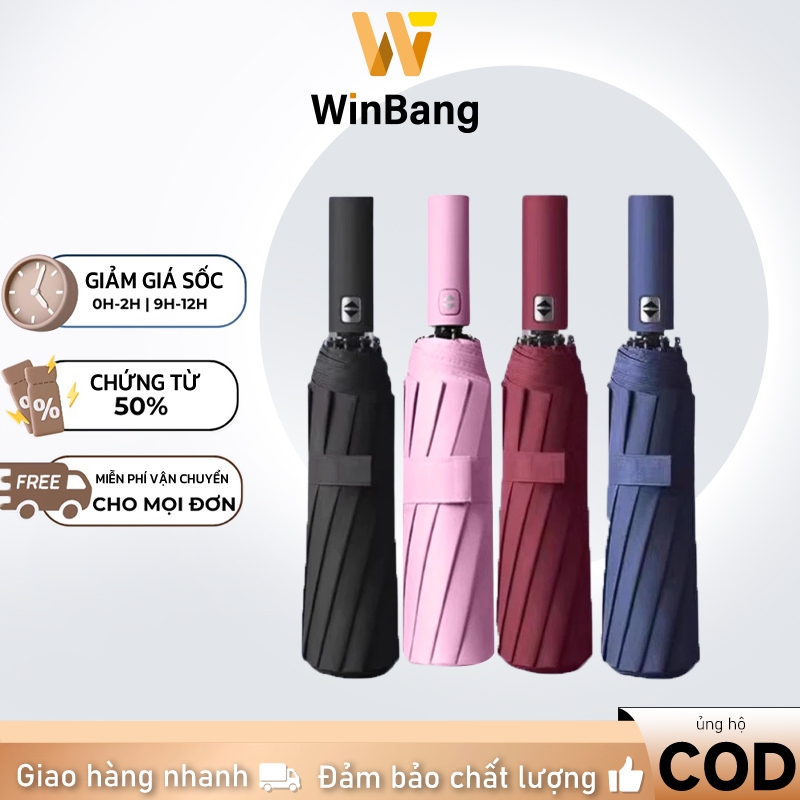 Ô Che Mưa, Nắng Siêu To 125cm - Dù Gấp Gọn Che Mưa Chống Nắng Cỡ Lớn 12 Nan Sắt Cứng Cáp Bền Bỉ