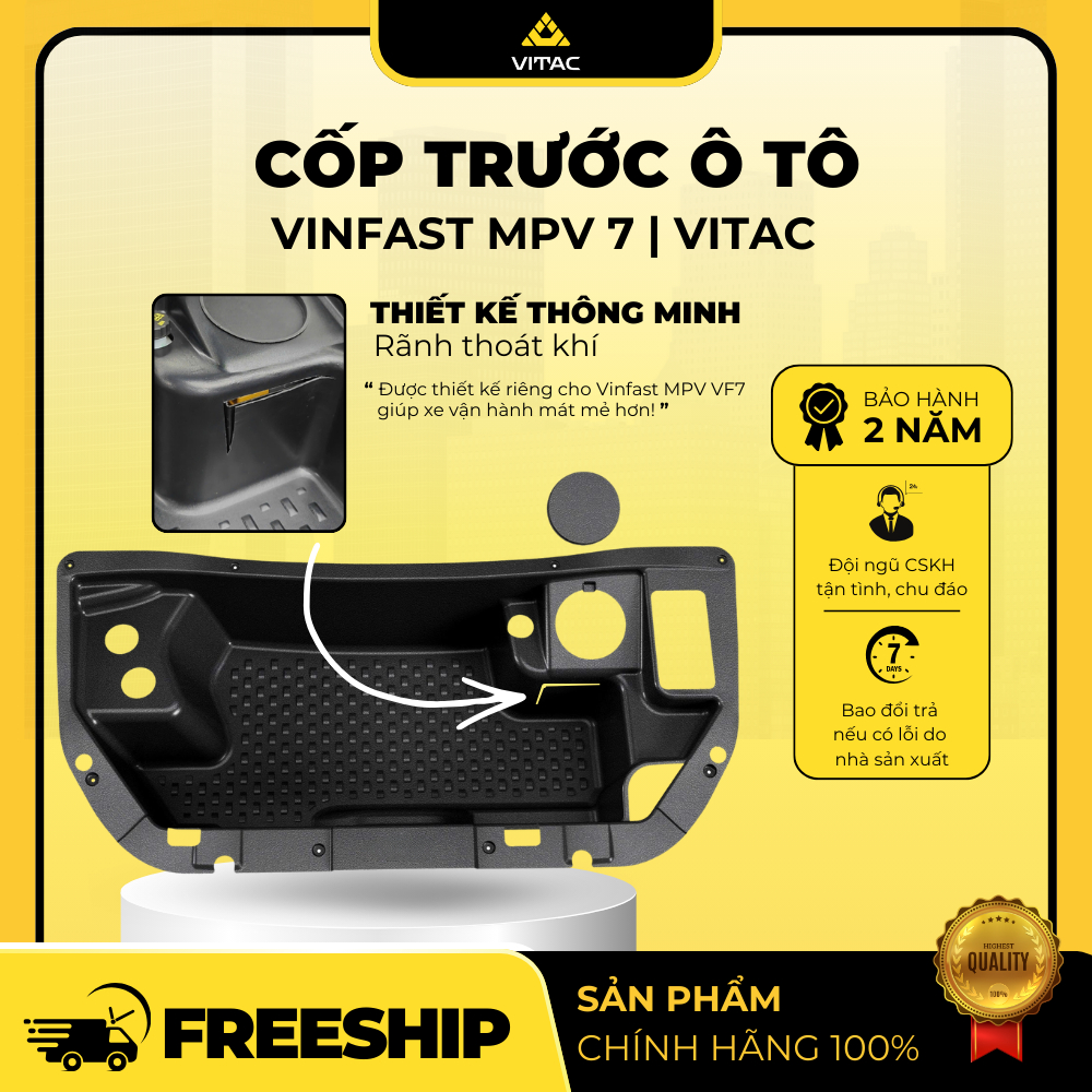 VITAC Cốp trước ô tô VINFAST LIMO GREEN / MPV 7 - Nhựa ABS chống nước bảo vệ cốp xe
