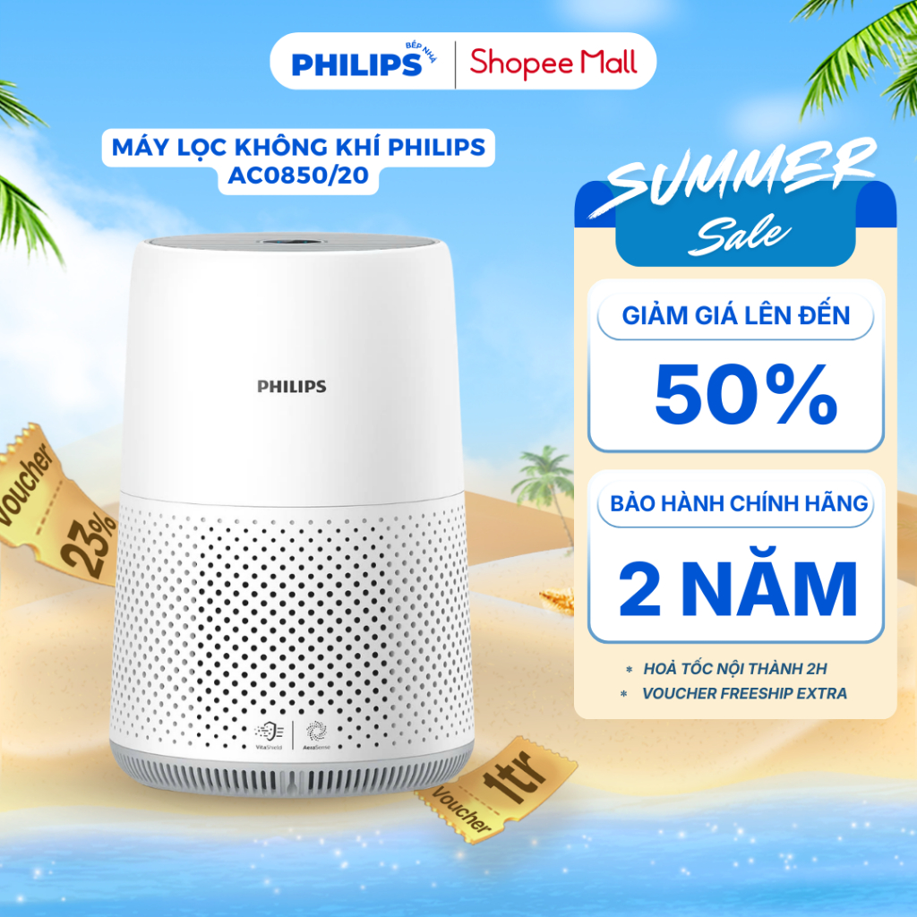Máy Lọc Không Khí PHILIPS AC0850/20 - Quạt lọc loại bỏ bụi mịn, sử dụng trong phòng ngủ, phòng khách