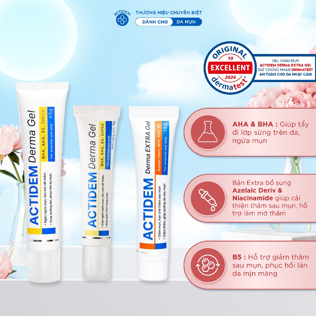Gel giảm mụn Actidem Derma Gel 18/40gr