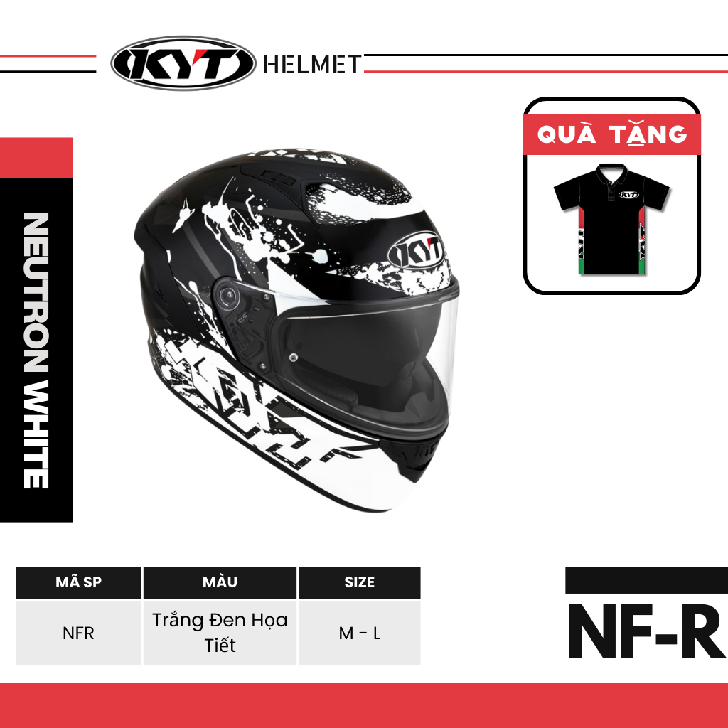 KYT - Mũ Bảo Hiểm Fullface - NFR NEUTRON WHITE - CHUẨN RACING, AN TOÀN KHUÔN MẶT