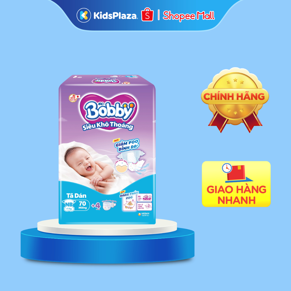 Bỉm - Tã dán Bobby size XS 70 miếng (cho bé <5kg)