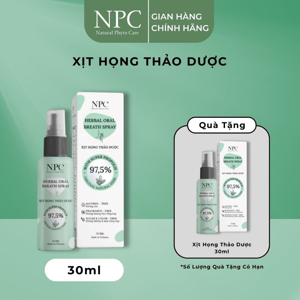 [MUA 1 TẶNG 1] Xịt họng thơm miệng NPC giảm đau nhanh, ngừa viêm họng 30ml - NPC PHAR