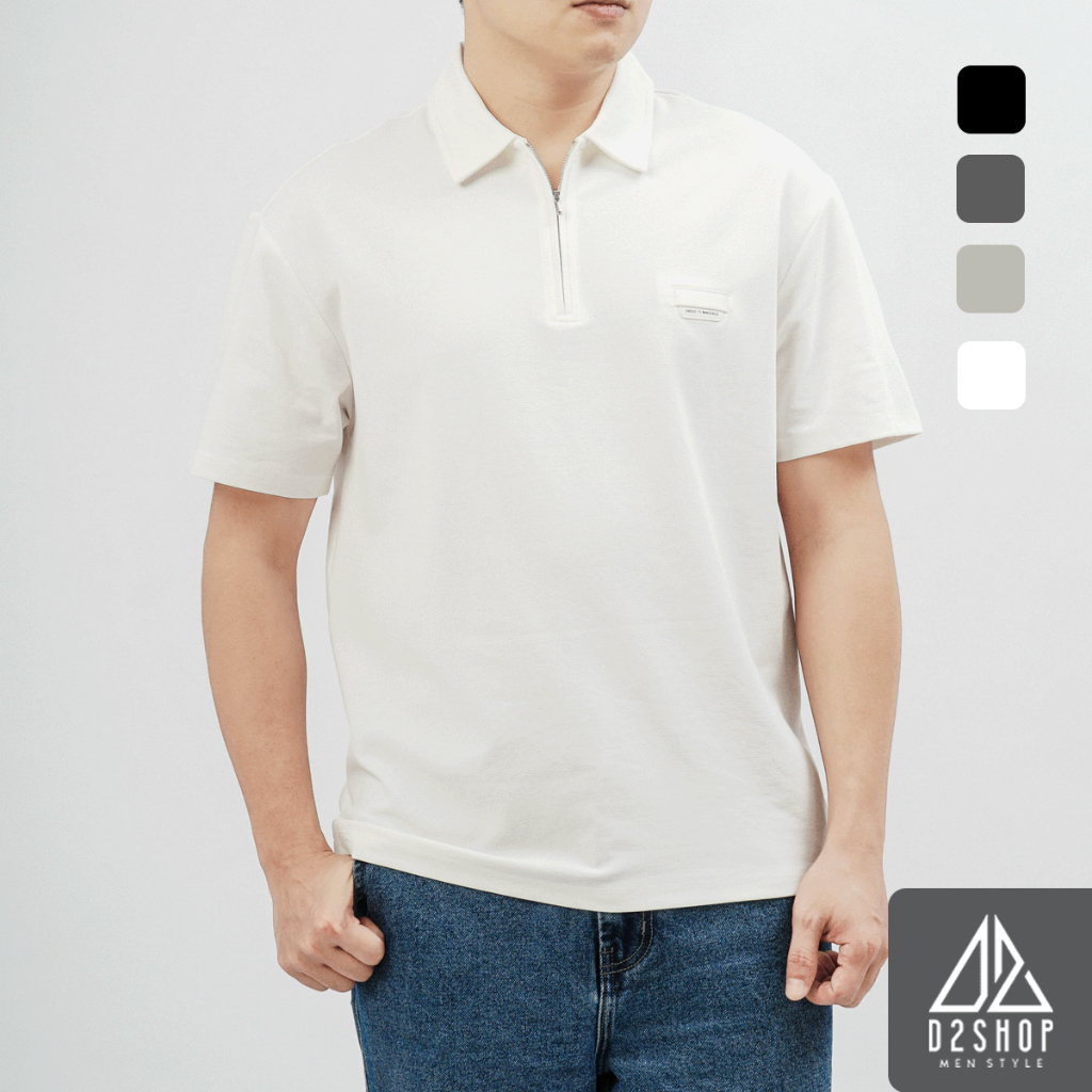 Áo Polo Nam D2SHOP cổ Zip, vải Flex Pique Blend B-B99003