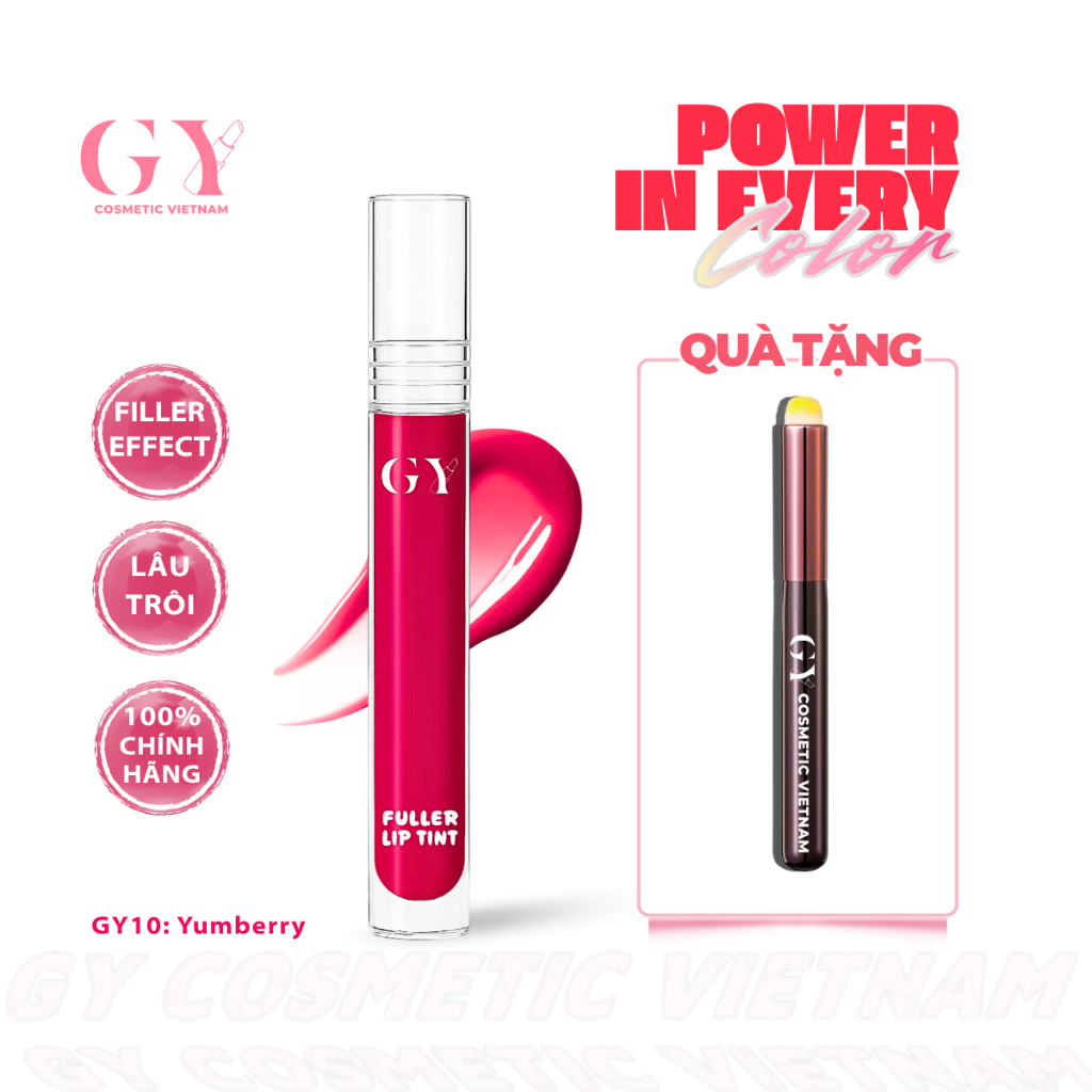 Son Lì Fuller Lip Tint 6ml, Filler Effect, Màu GY10 Yumberry, Mịn Môi, Bám Lâu, Làm Đầy Rãnh Vân Môi