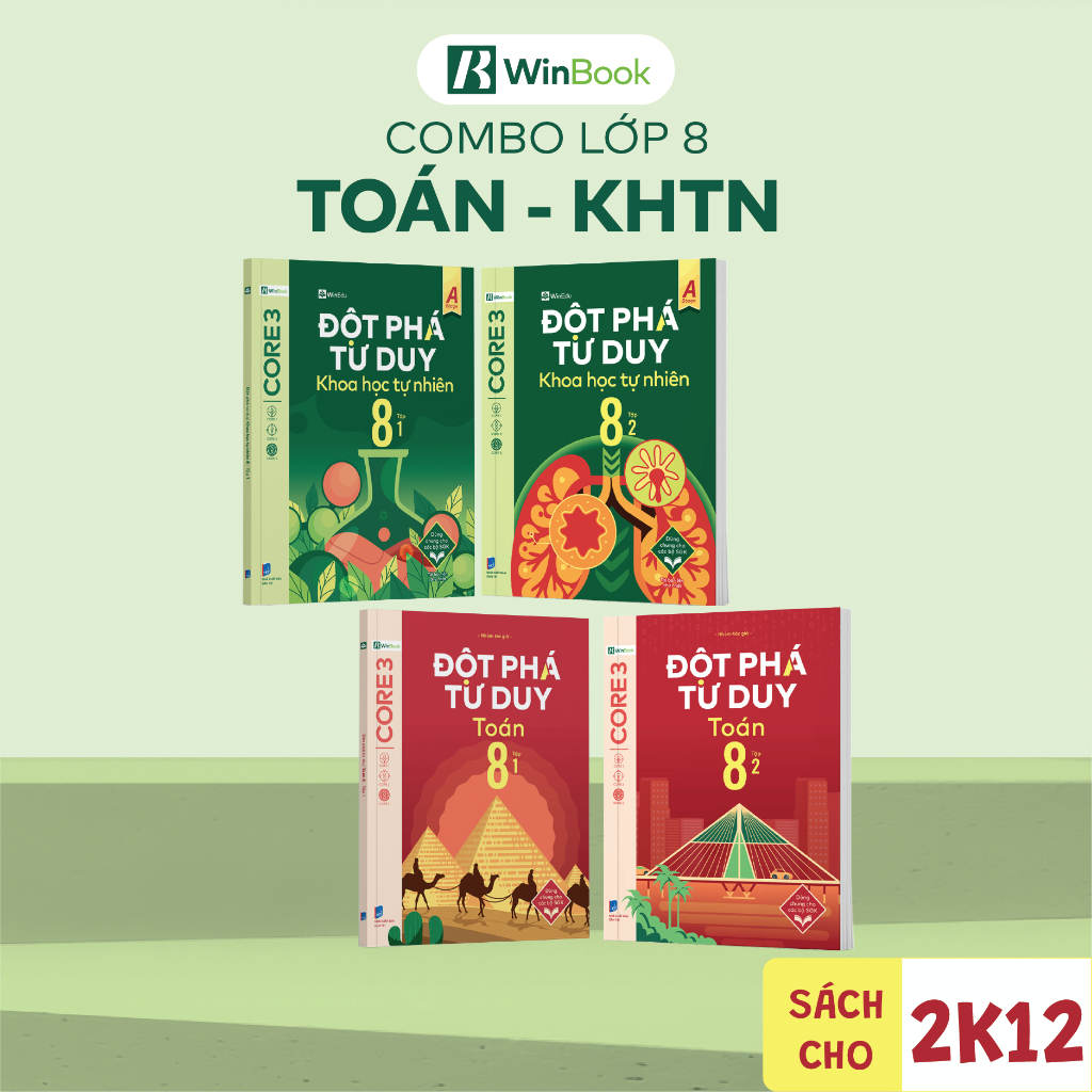 [COMBO TOÁN-KHTN] Bộ 4 cuốn sách Đột phá tư duy lớp 8 môn Toán và KHTN - Giúp con tự học