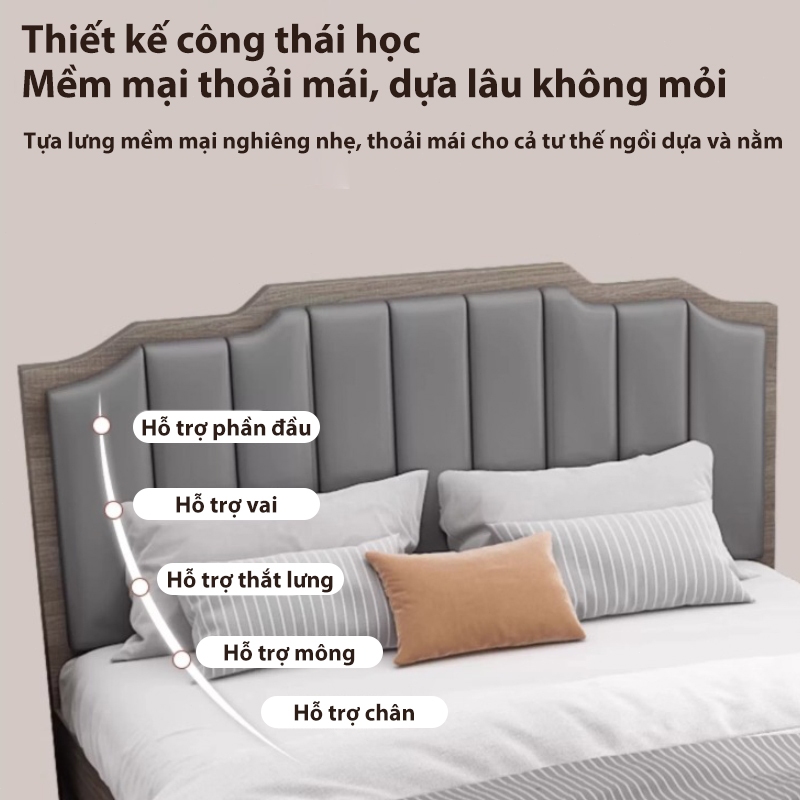 ALVIN Giường ngủ giường gỗ gỗ thân thiện với môi trường Đầu giường bọc nệm Phong cách Châu Âu | BigBuy360 - bigbuy360.vn