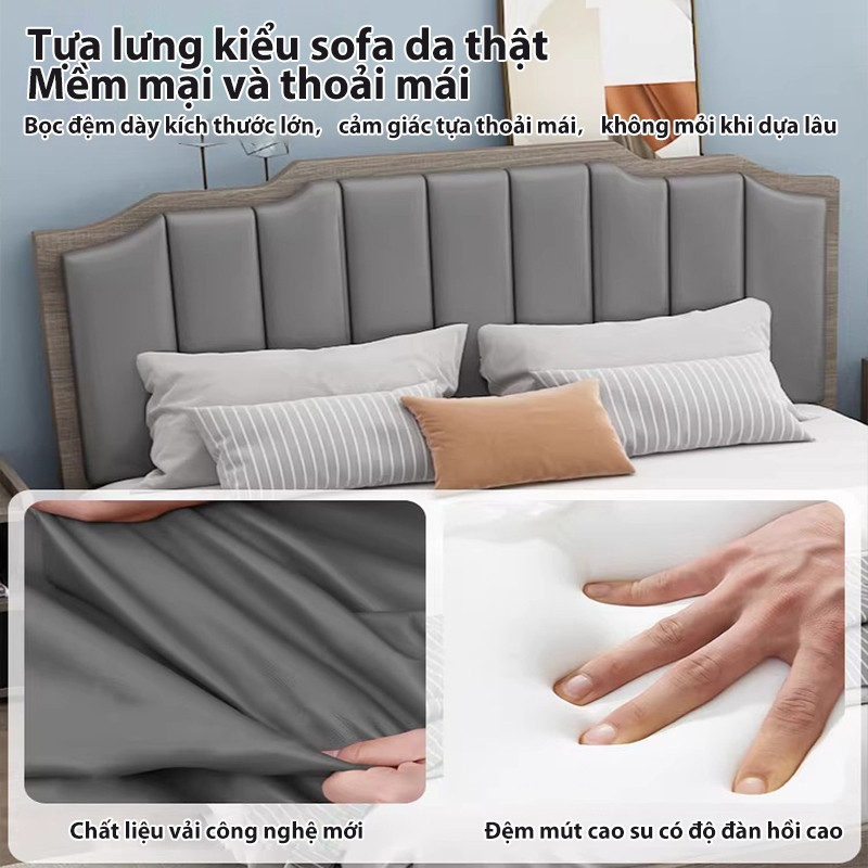 ALVIN Giường ngủ giường gỗ gỗ thân thiện với môi trường Đầu giường bọc nệm Phong cách Châu Âu | BigBuy360 - bigbuy360.vn