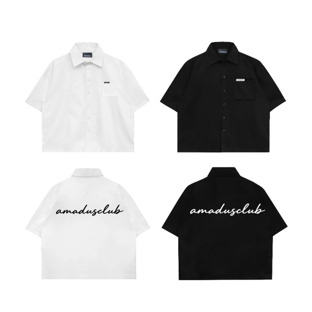 [ MẪU MỚI ] ÁO SƠ MI Tay Ngắn AMADUS CLUB Unisex Form Rộng Chất Liệu 100% Cotton