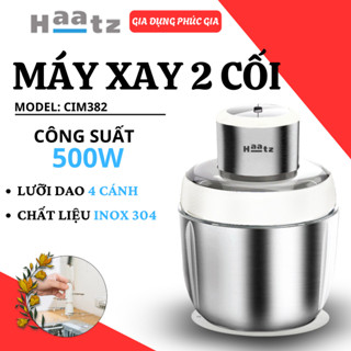 Máy Xay 2 Cối Haatz CIM382 Dung Tích 2.5L Công Suất 500W Lưỡi Dao 4 Cánh Inox 304, Bảo Hành 2 Năm - Gia Dụng Phúc Gia