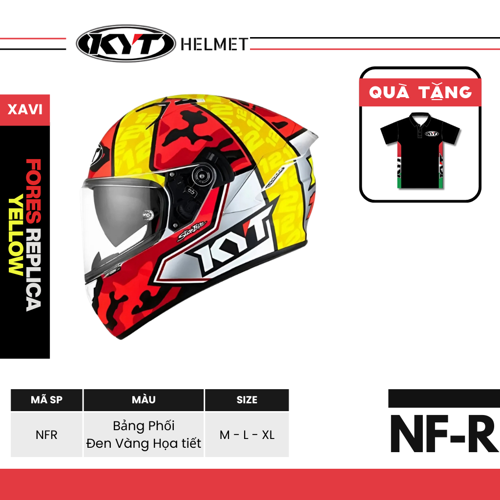 KYT - Mũ bảo hiểm Fullface - NFR XAVI FORES REPLICA YELLOW - Bảo Vệ Mặt , An Toàn, Thoáng Khí
